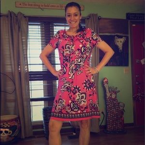 Pink and white floral vintage dress